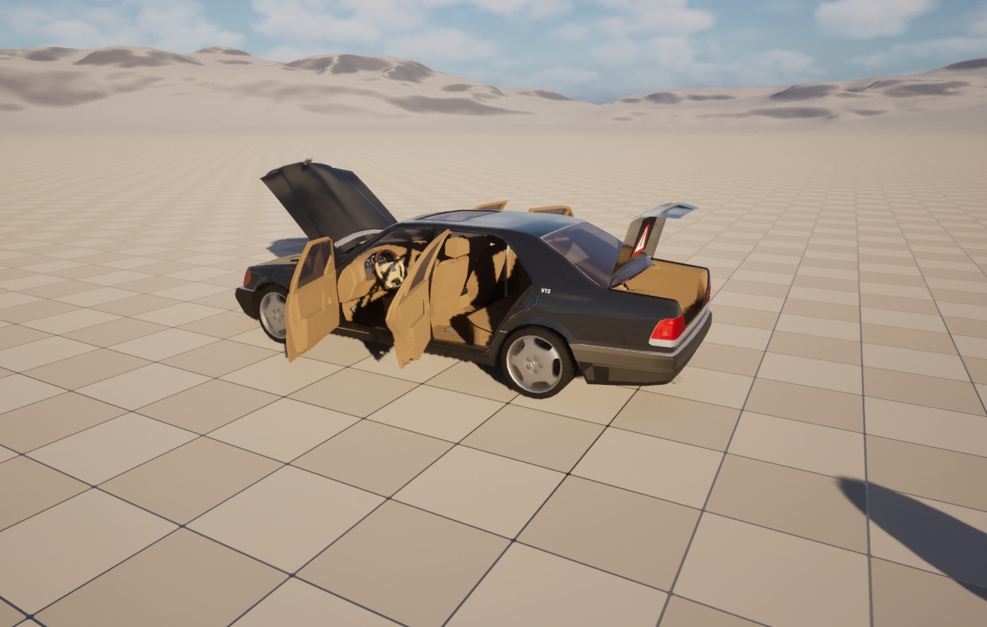 drivable luxury limousine ue5 night render